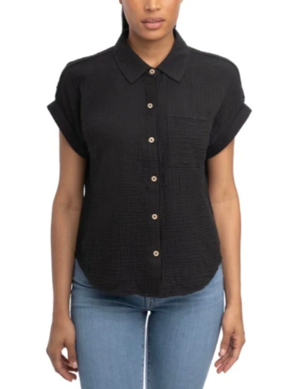 100% Textured Short-Sleeve Top